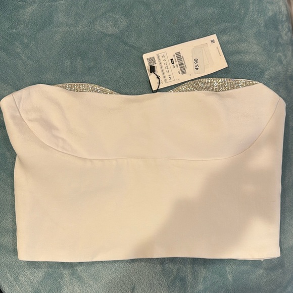 Zara white bustier crop top with crystals - Picture 10 of 10